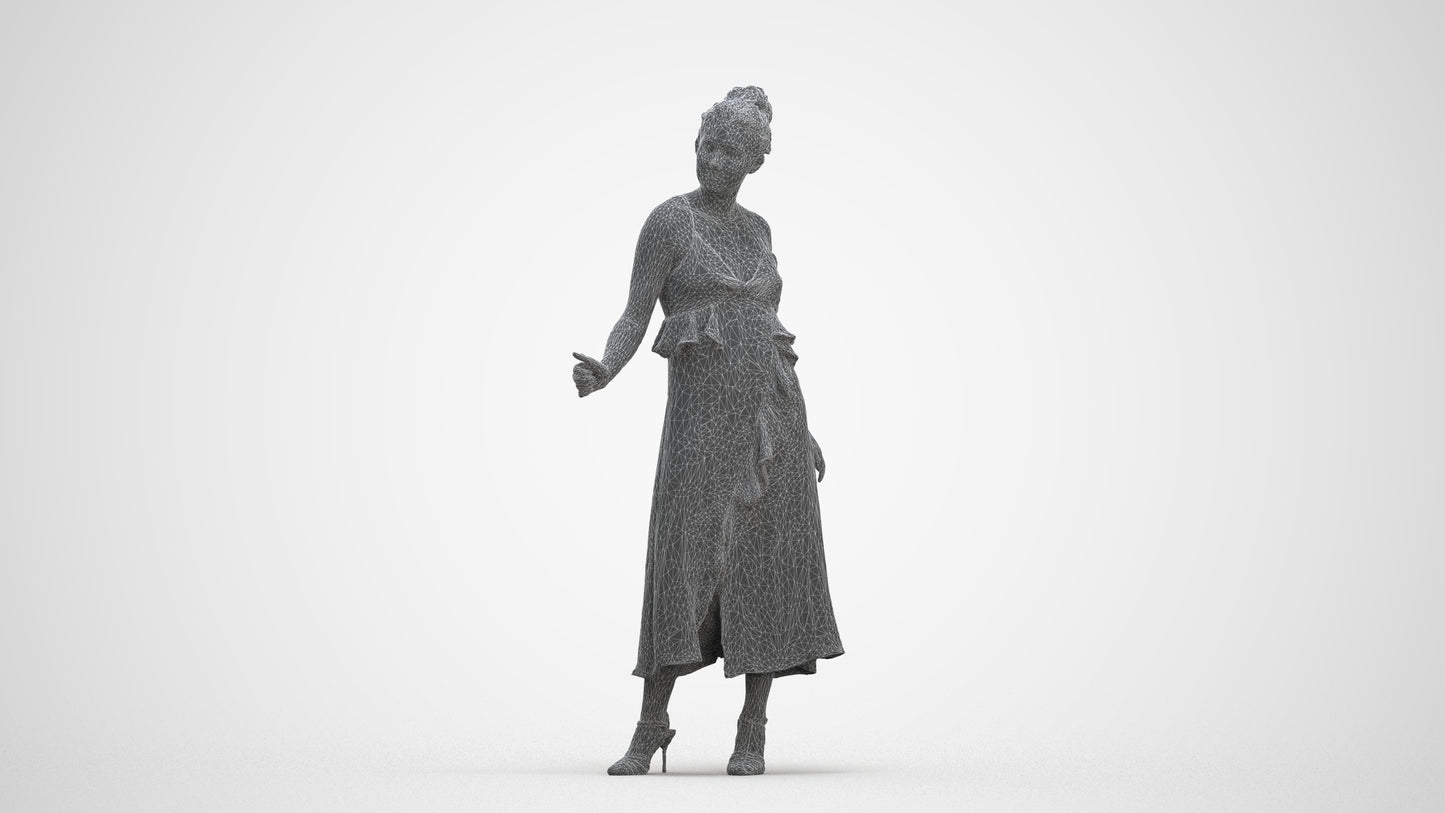 3D people model woman formal door, scanned human for 3ds Max rendering, three-quarter front view render