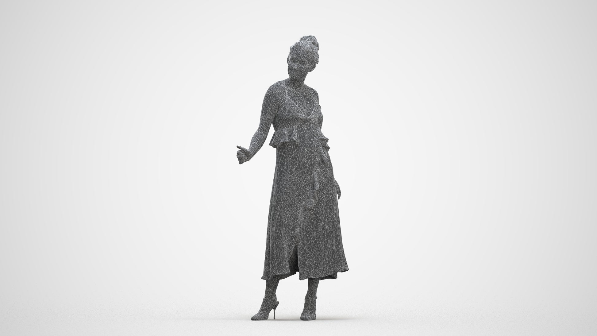 3D people model woman formal door, scanned human for 3ds Max rendering, three-quarter front view render