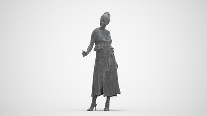 3D people model woman formal door, scanned human for 3ds Max rendering, three-quarter front view render