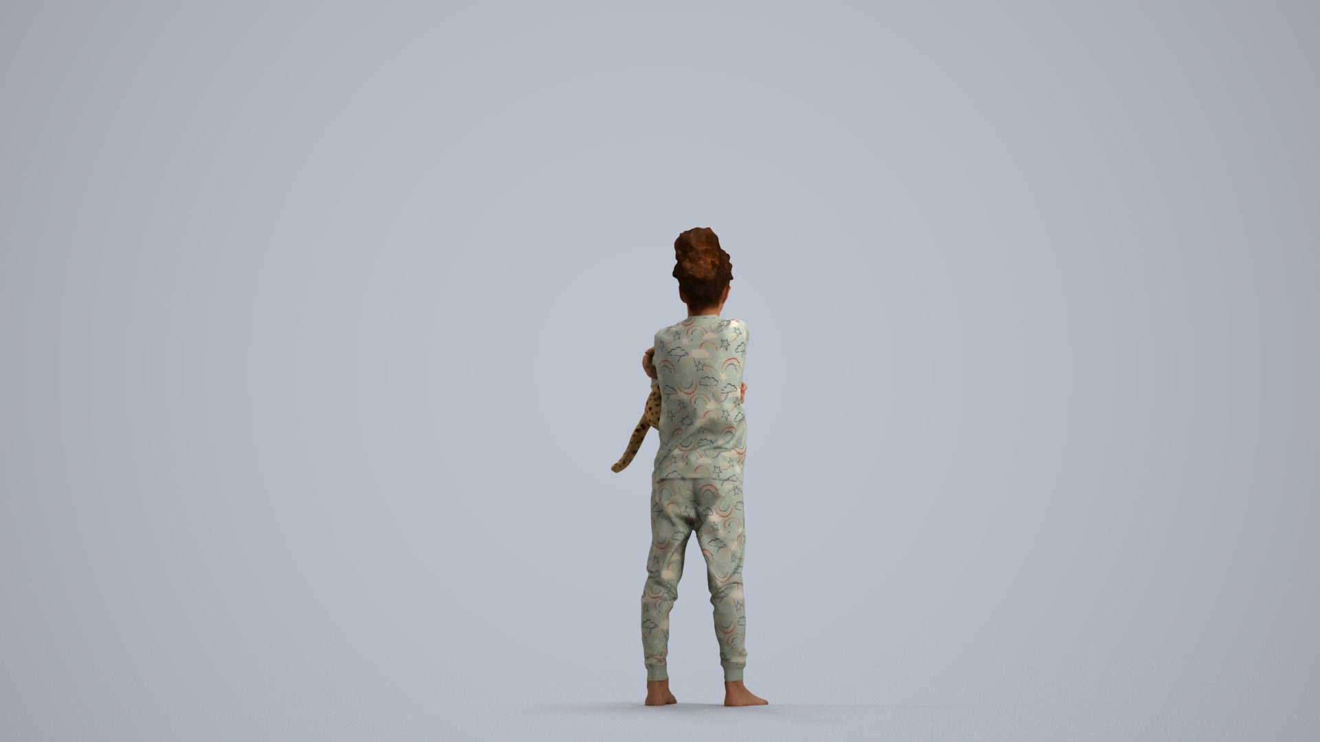 realistic 3D human girl kids, archviz people FBX OBJ for Blender, front view render