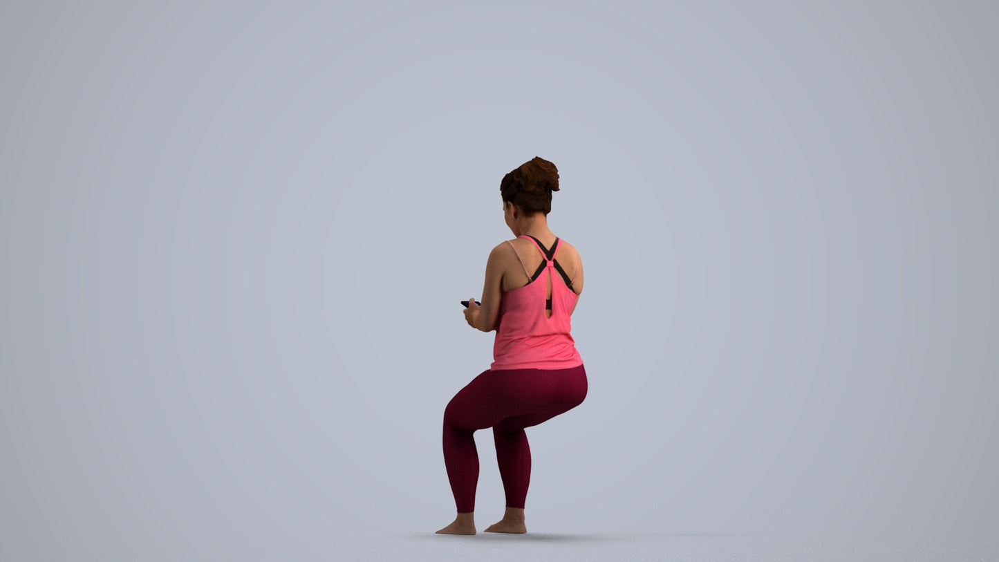 photogrammetry 3D woman sport, realistic human model archviz FBX, front view render