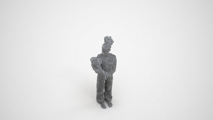 3D people model girl casual kids, scanned human for 3ds Max rendering, wireframe three-quarter view