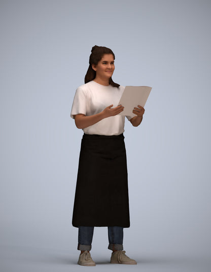 realistic 3D people woman hospitality, render-ready for V-Ray and Corona, FBX OBJ
