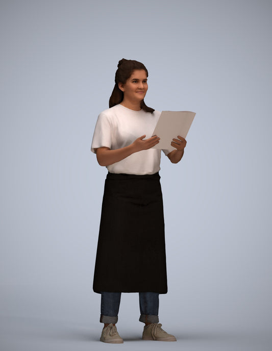 realistic 3D people woman hospitality, render-ready for V-Ray and Corona, FBX OBJ