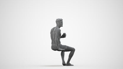 scanned 3D man pool, photogrammetry people for Enscape and V-Ray, wireframe side view