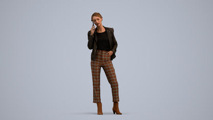 3D scanned woman standing business, photorealistic archviz people for Enscape and SketchUp, standing pose render