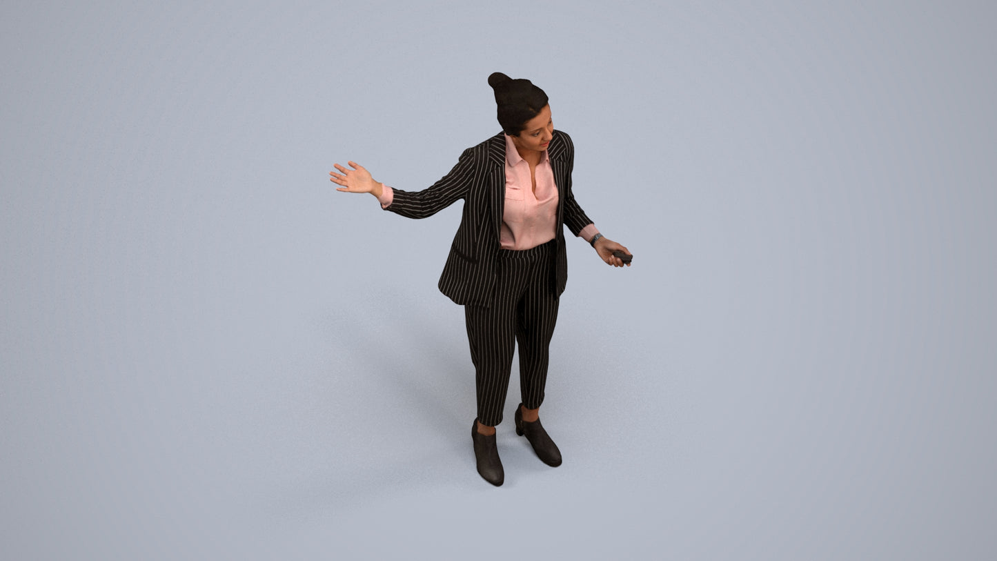 photogrammetry 3D woman business, realistic human model archviz FBX, back view render
