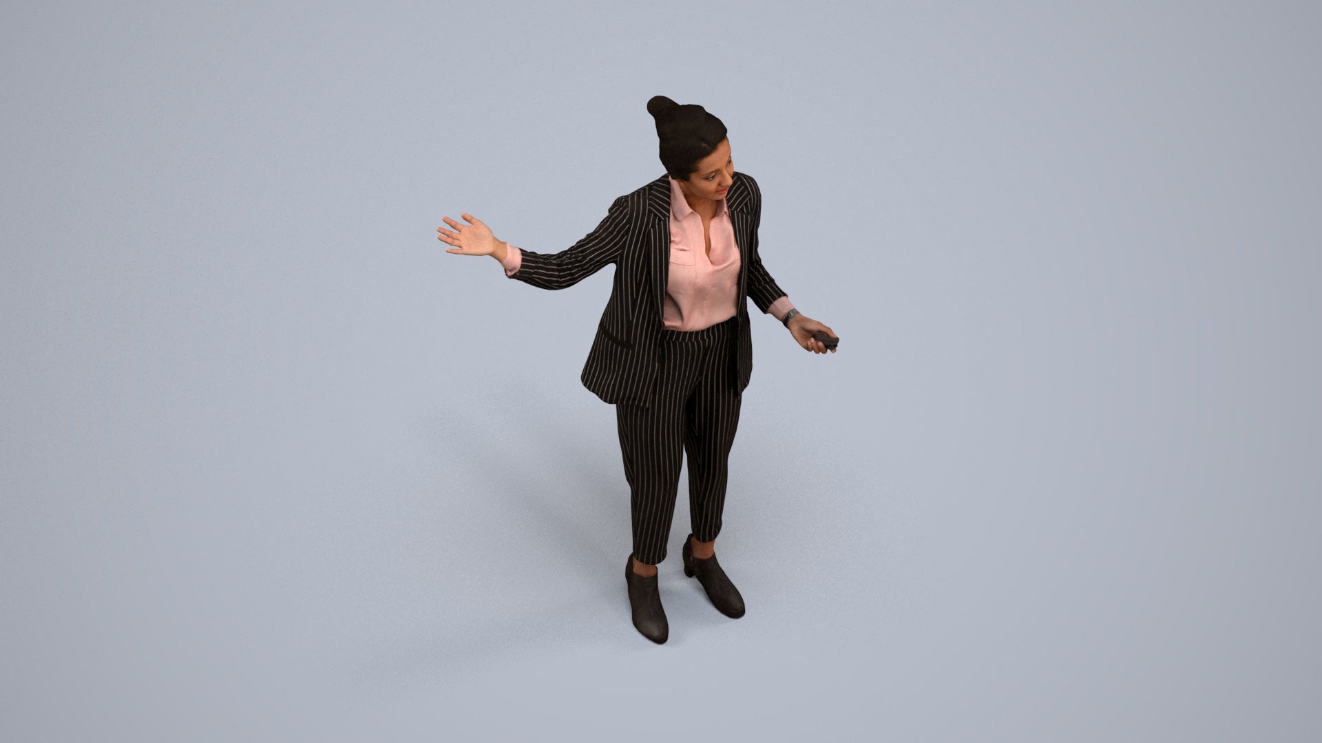 photogrammetry 3D woman business, realistic human model archviz FBX, back view render