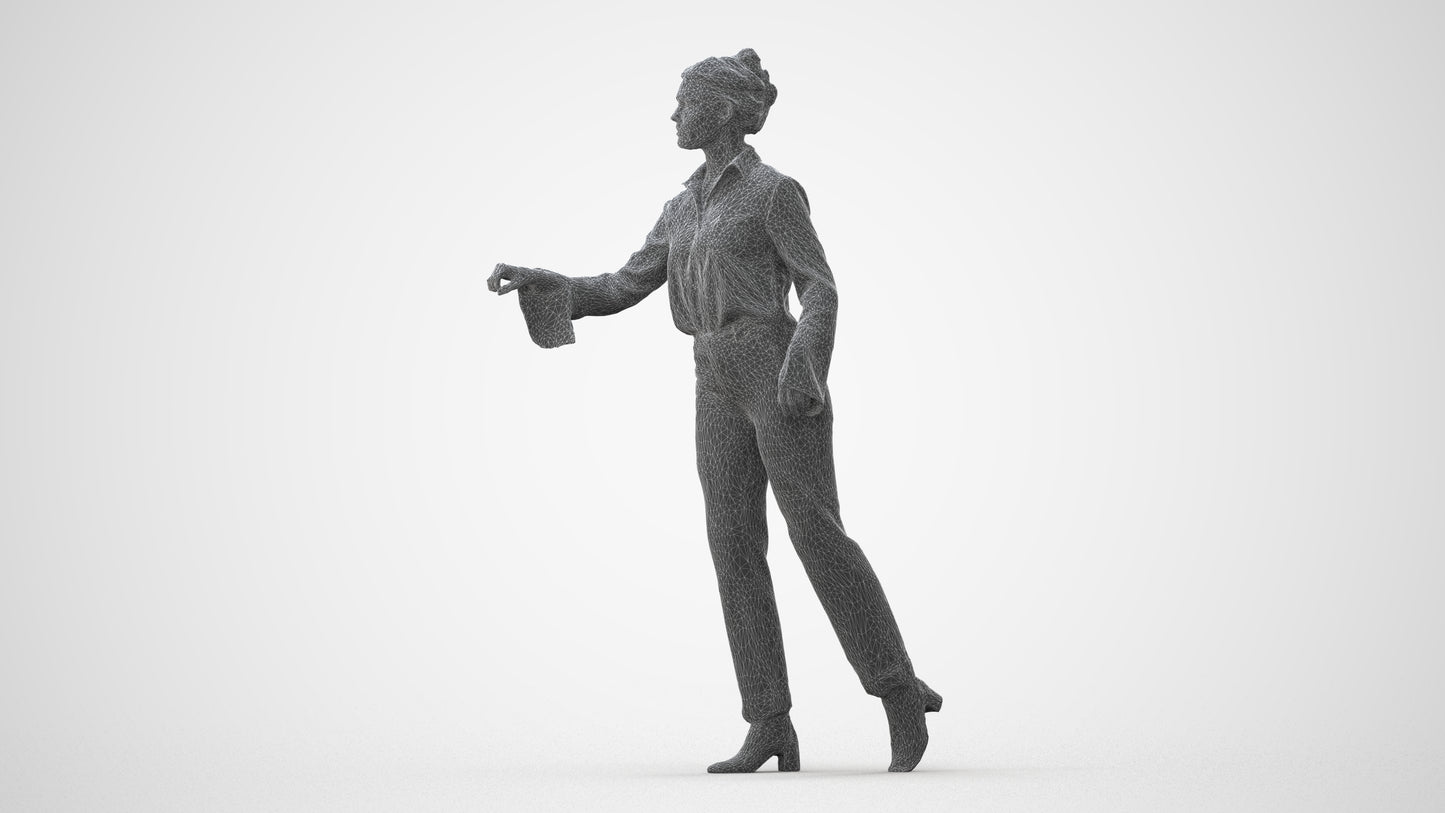 scanned 3D woman business door, photogrammetry people for Enscape and V-Ray, square thumbnail