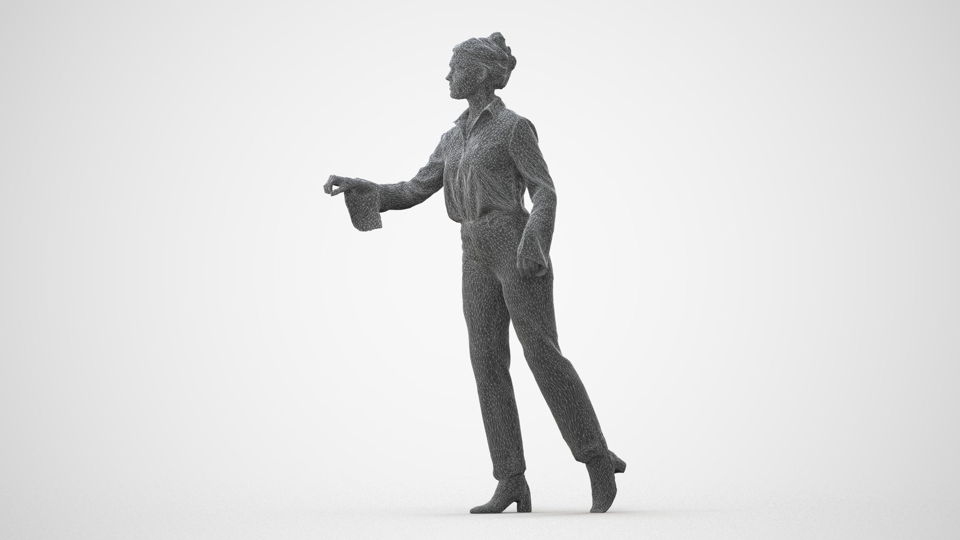 scanned 3D woman business door, photogrammetry people for Enscape and V-Ray, square thumbnail
