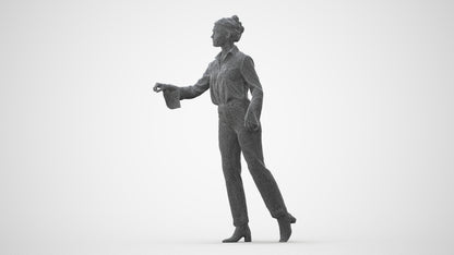 scanned 3D woman business door, photogrammetry people for Enscape and V-Ray, square thumbnail