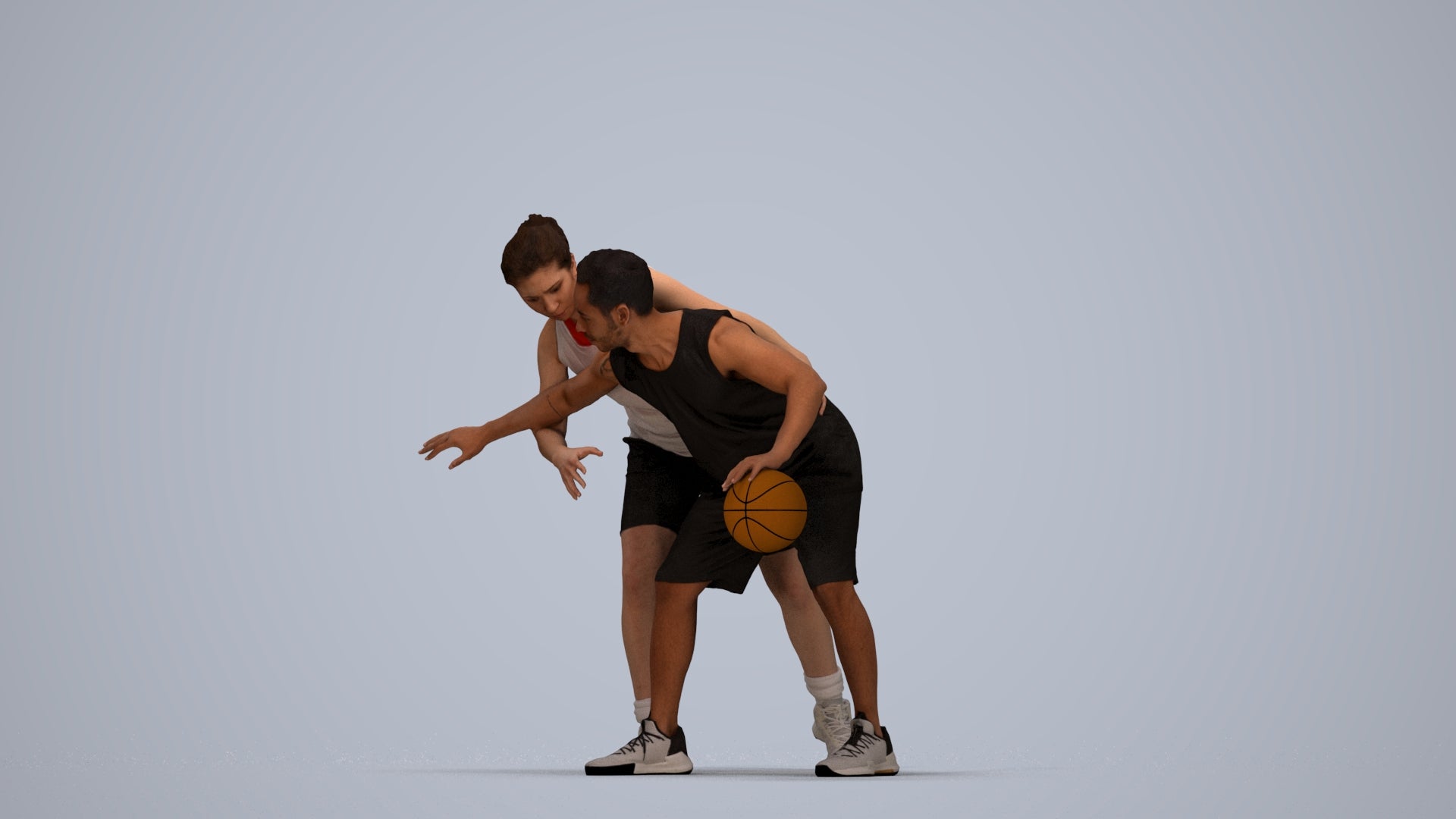 realistic 3D people woman sport, render-ready for V-Ray and Corona, FBX OBJ, top-down view render