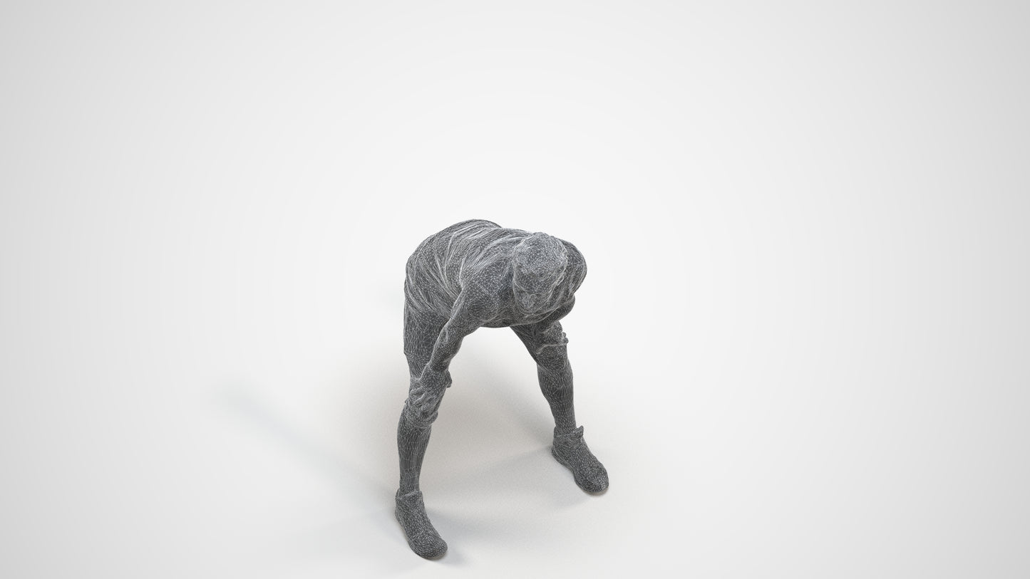 realistic 3D man sport, scanned archviz people for Blender and 3ds Max, wireframe three-quarter view
