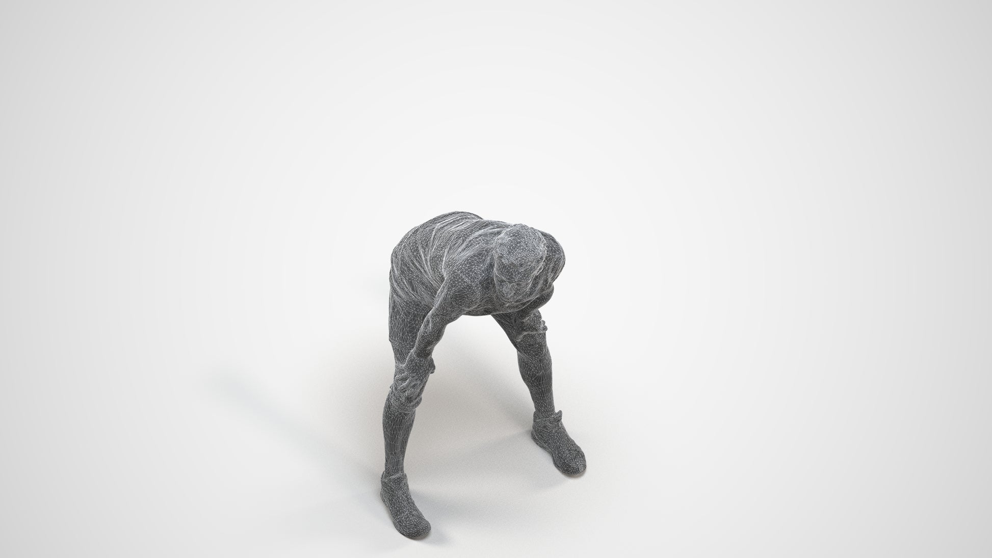 realistic 3D man sport, scanned archviz people for Blender and 3ds Max, wireframe three-quarter view