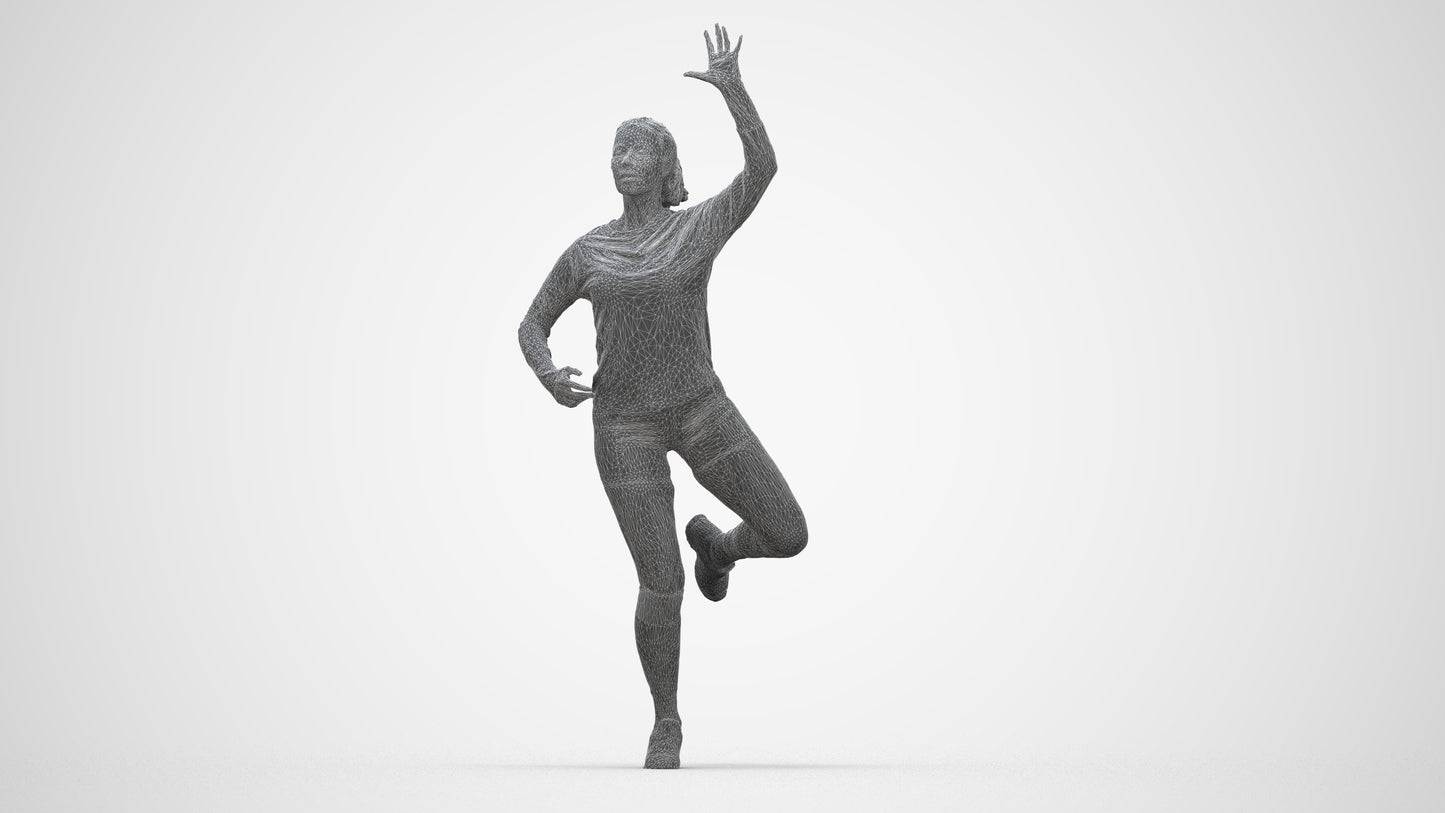 realistic 3D woman sport, scanned archviz people for Blender and 3ds Max, wireframe back view