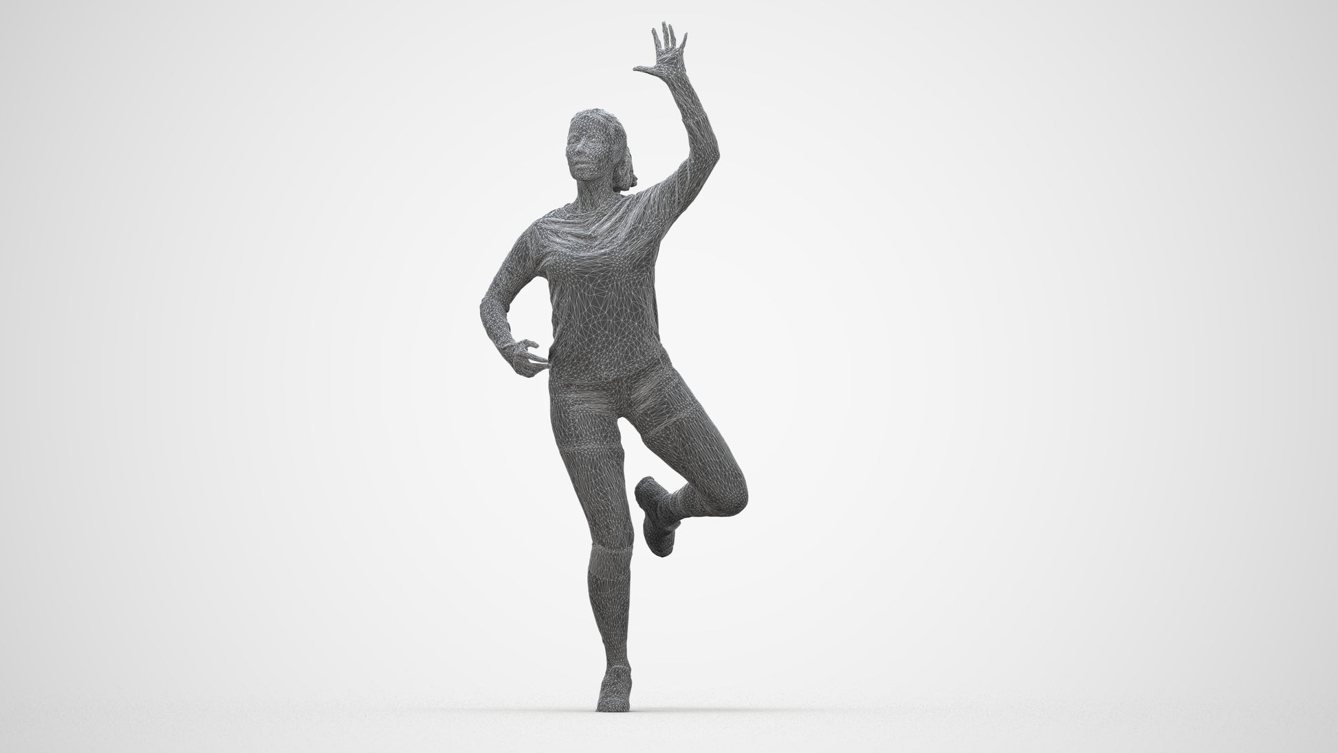 realistic 3D woman sport, scanned archviz people for Blender and 3ds Max, wireframe back view