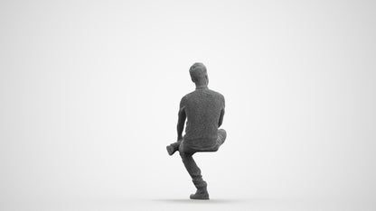 realistic 3D man casual sitting, scanned archviz people for Blender and 3ds Max, wireframe front view