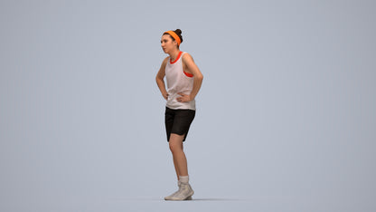 realistic 3D human woman sport, archviz people FBX OBJ for Blender, top-down view render