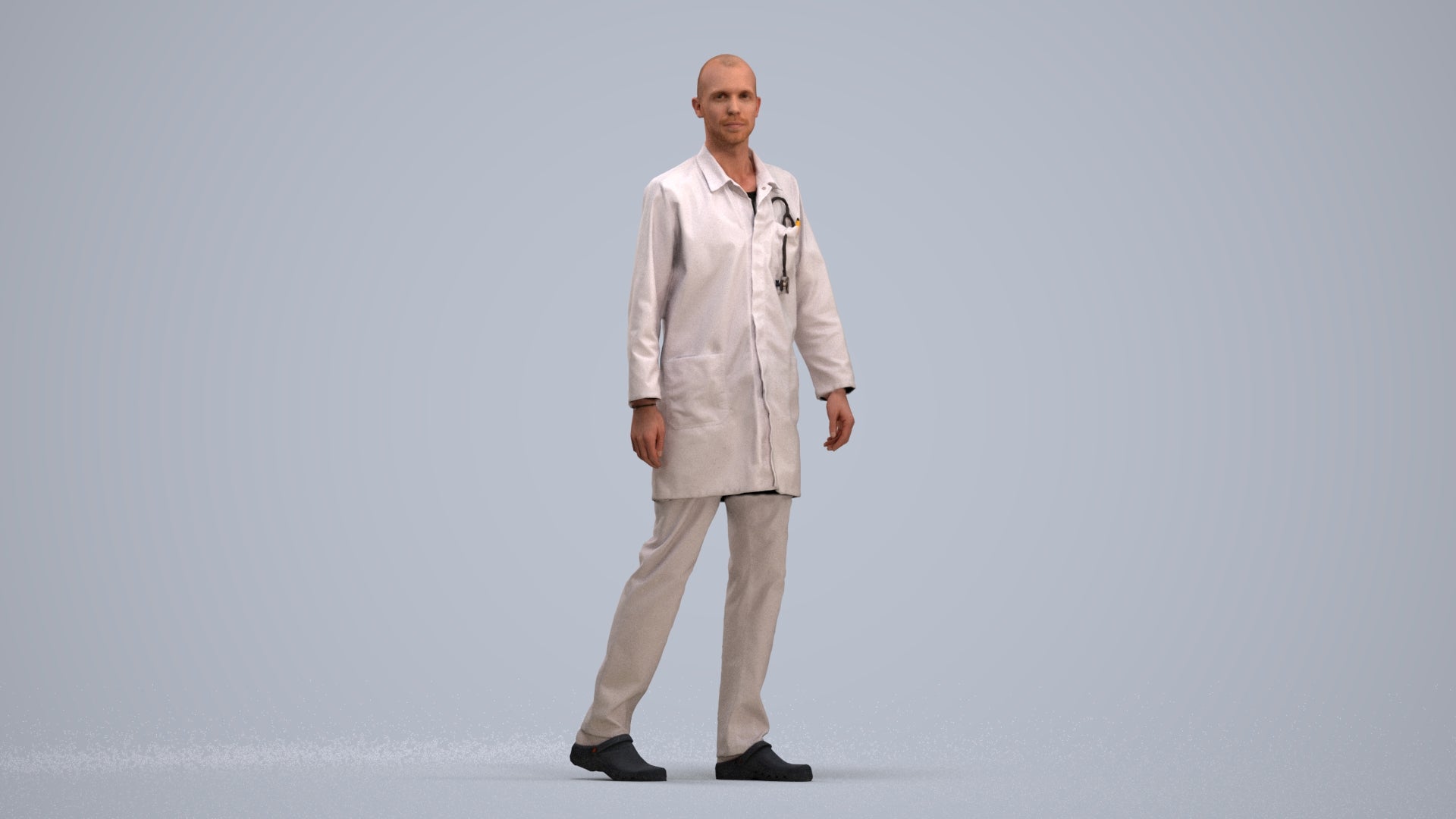 realistic 3D man medical, scanned archviz people for Blender and 3ds Max, standing pose render