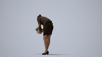 3D people model girl business kids, scanned human for 3ds Max rendering, three-quarter view render