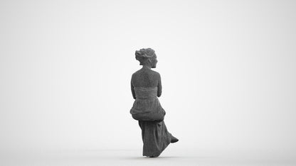 photogrammetry 3D woman casual sitting, realistic human model archviz FBX, wireframe front view
