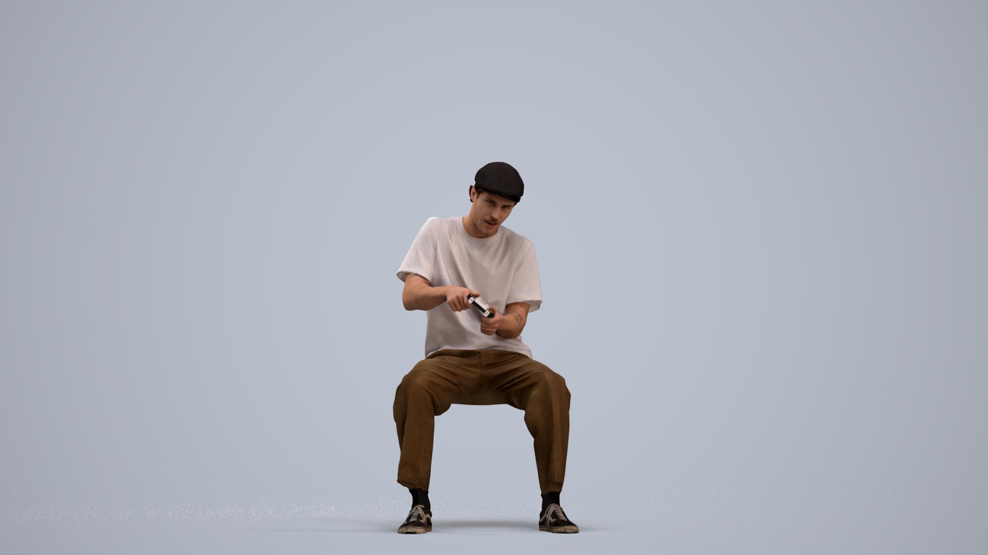 scanned 3D man casual sitting, photogrammetry people for Enscape and V-Ray, standing pose render