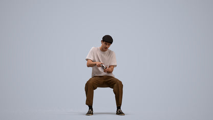 scanned 3D man casual sitting, photogrammetry people for Enscape and V-Ray, standing pose render