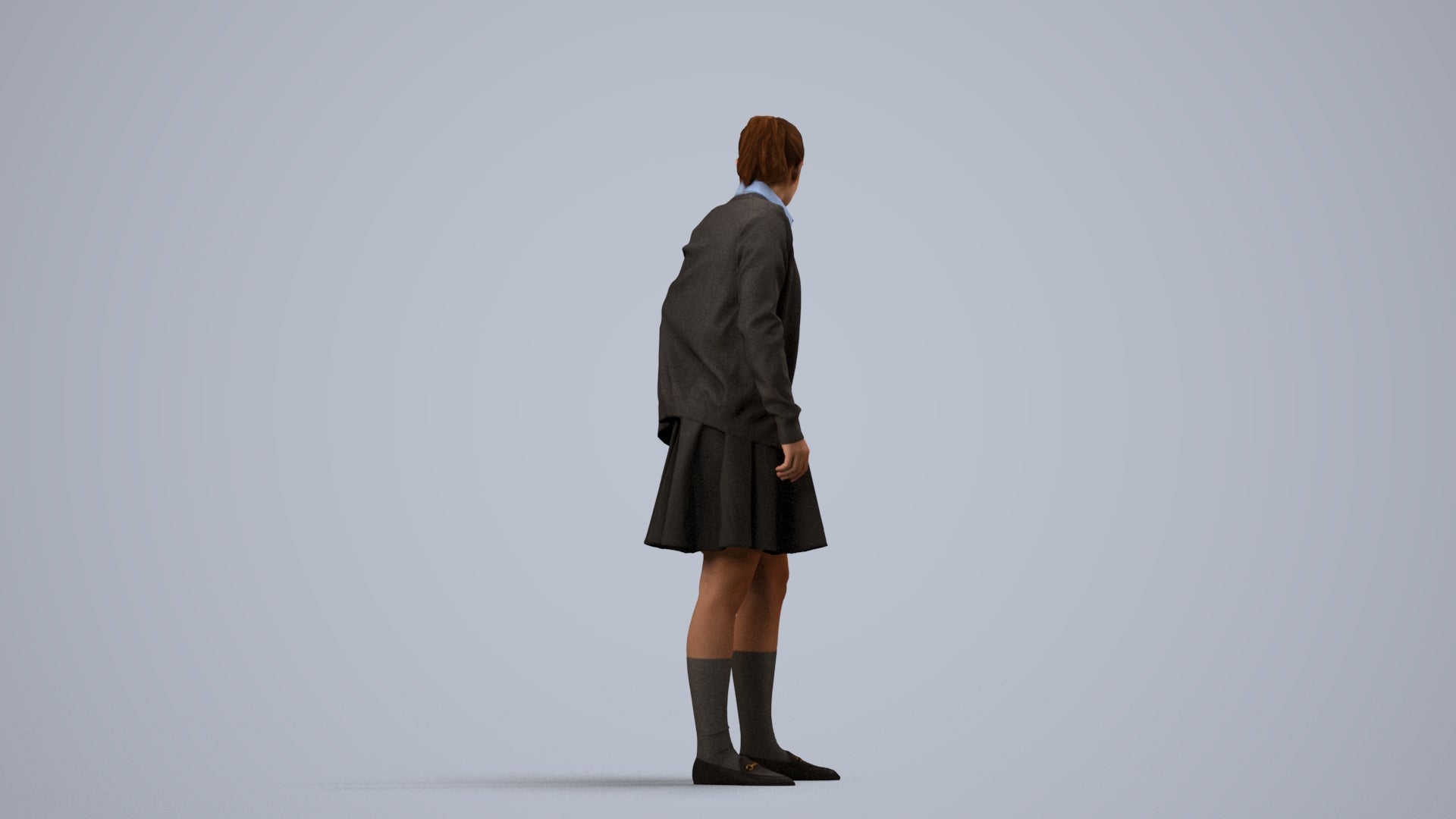 scanned 3D girl kids, photogrammetry people for Enscape and V-Ray, side view render