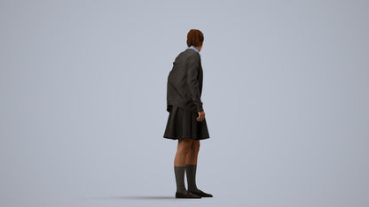 scanned 3D girl kids, photogrammetry people for Enscape and V-Ray, side view render