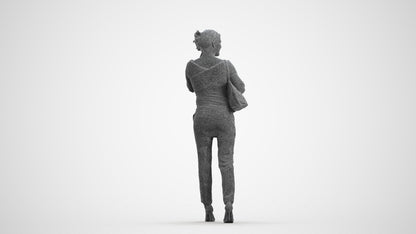 scanned 3D woman business standing, photogrammetry people for Enscape and V-Ray, wireframe front view