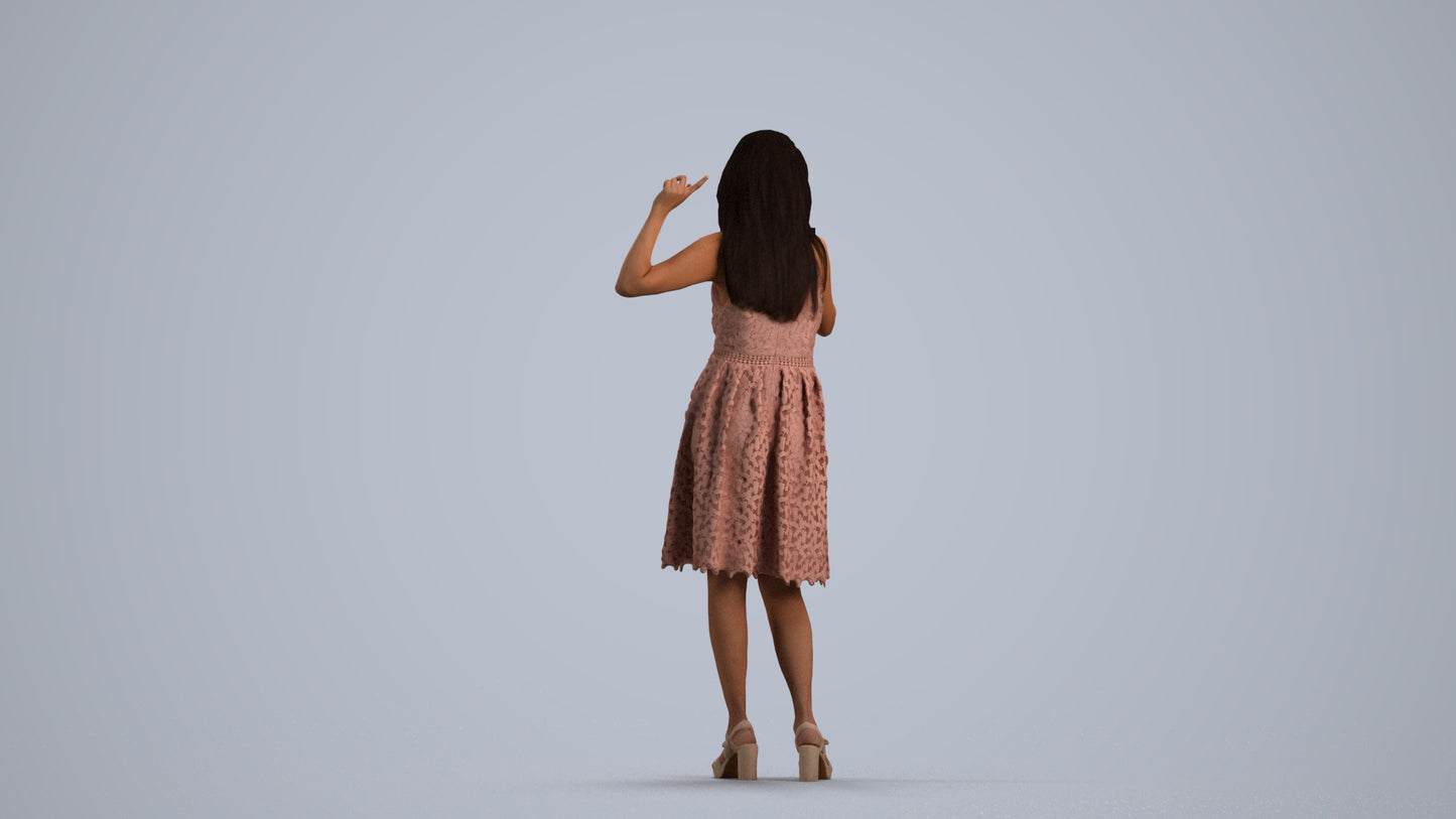 scanned 3D woman formal standing, photogrammetry people for Enscape and V-Ray, front view render