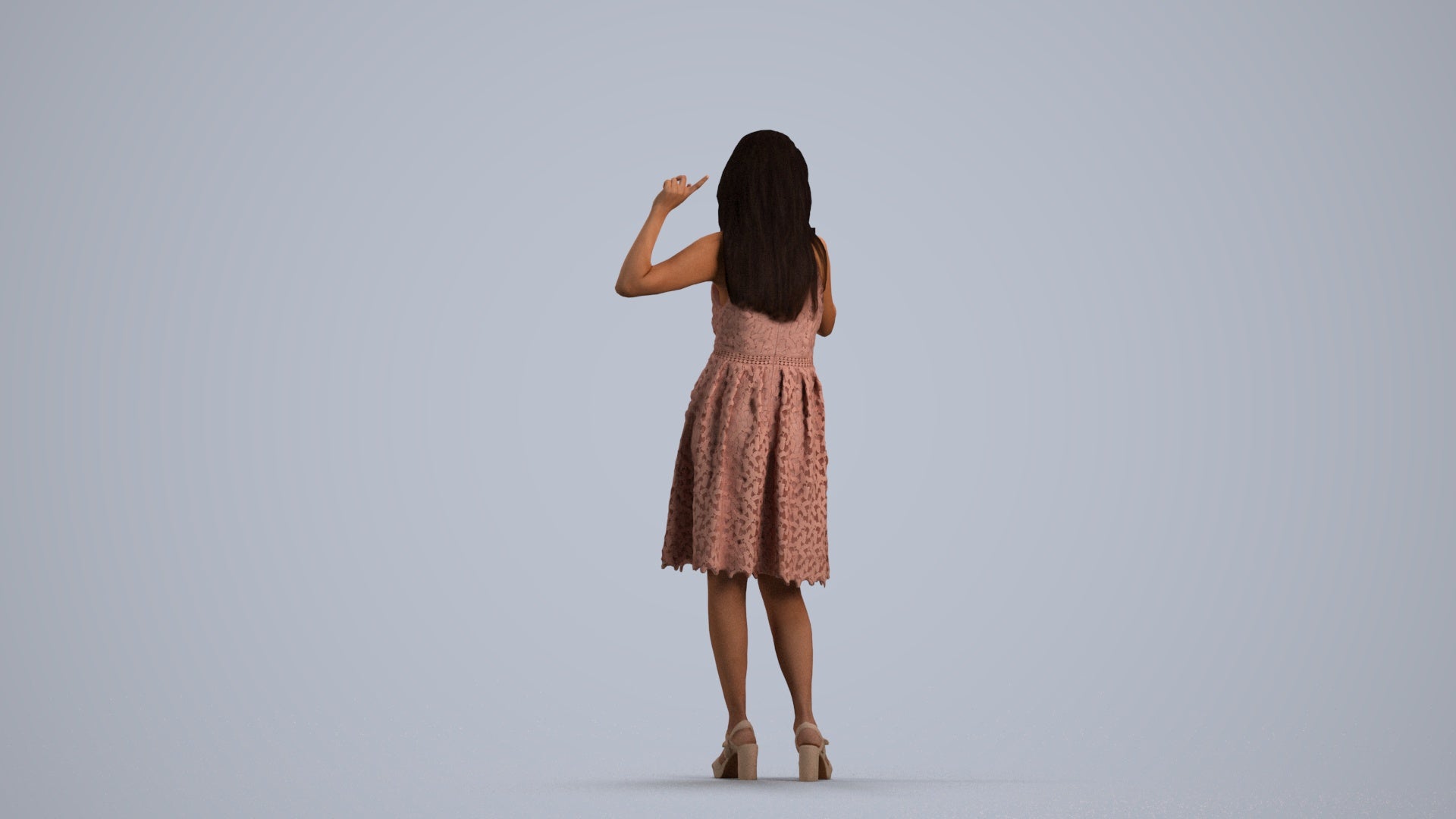 scanned 3D woman formal standing, photogrammetry people for Enscape and V-Ray, front view render