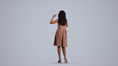 scanned 3D woman formal standing, photogrammetry people for Enscape and V-Ray, front view render