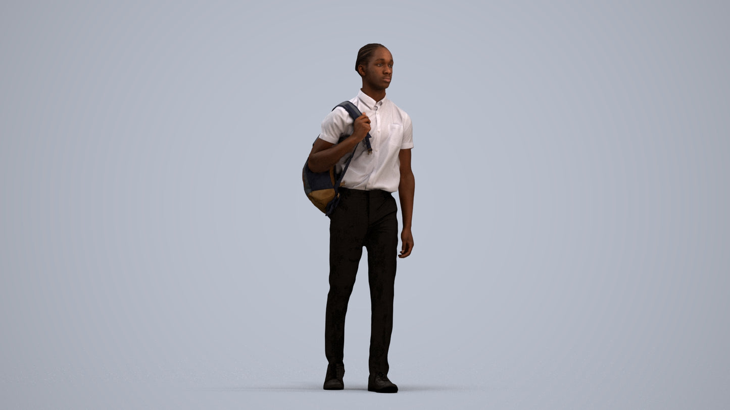 scanned 3D boy kids, photogrammetry people for Enscape and V-Ray, standing pose render