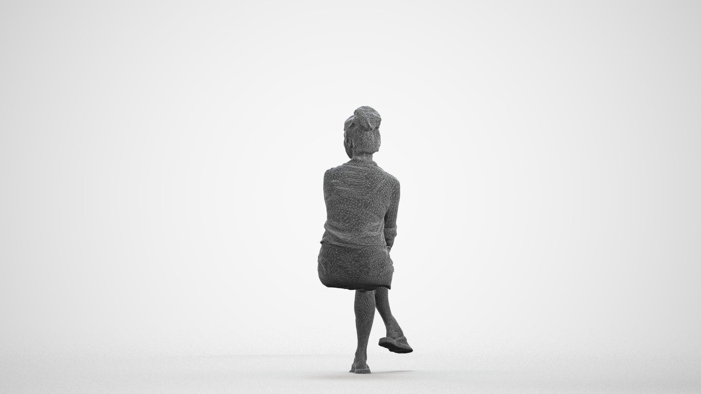 realistic 3D woman casual mix, scanned archviz people for Blender and 3ds Max, wireframe front view