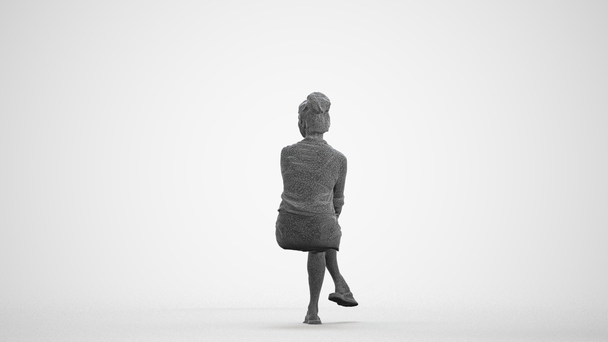 realistic 3D woman casual mix, scanned archviz people for Blender and 3ds Max, wireframe front view