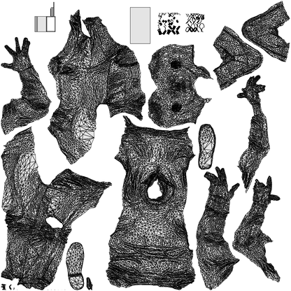 realistic 3D man casual sitting, scanned archviz people for Blender and 3ds Max, wireframe top-down view