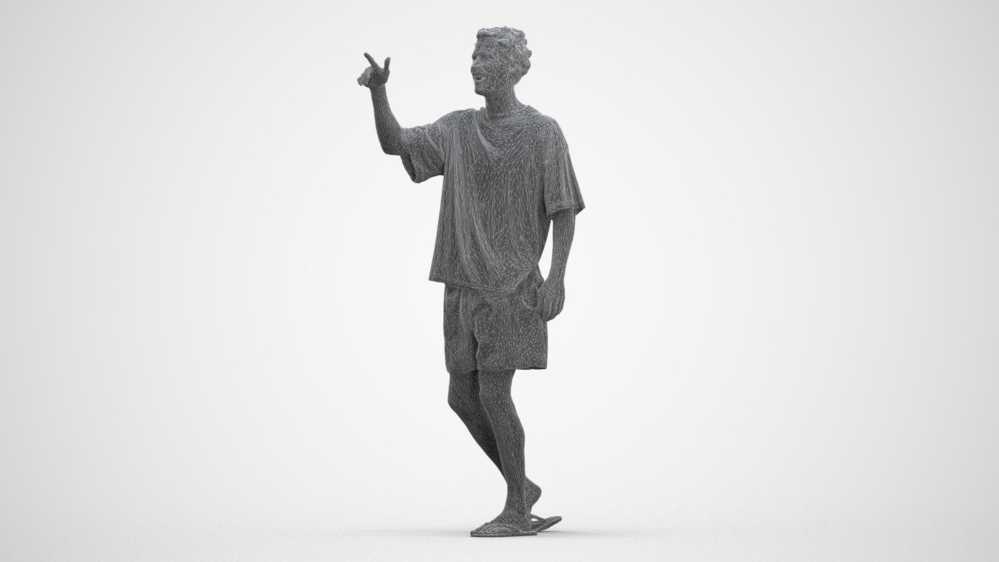 scanned 3D man casual walking, photogrammetry people for Enscape and V-Ray, three-quarter front view render