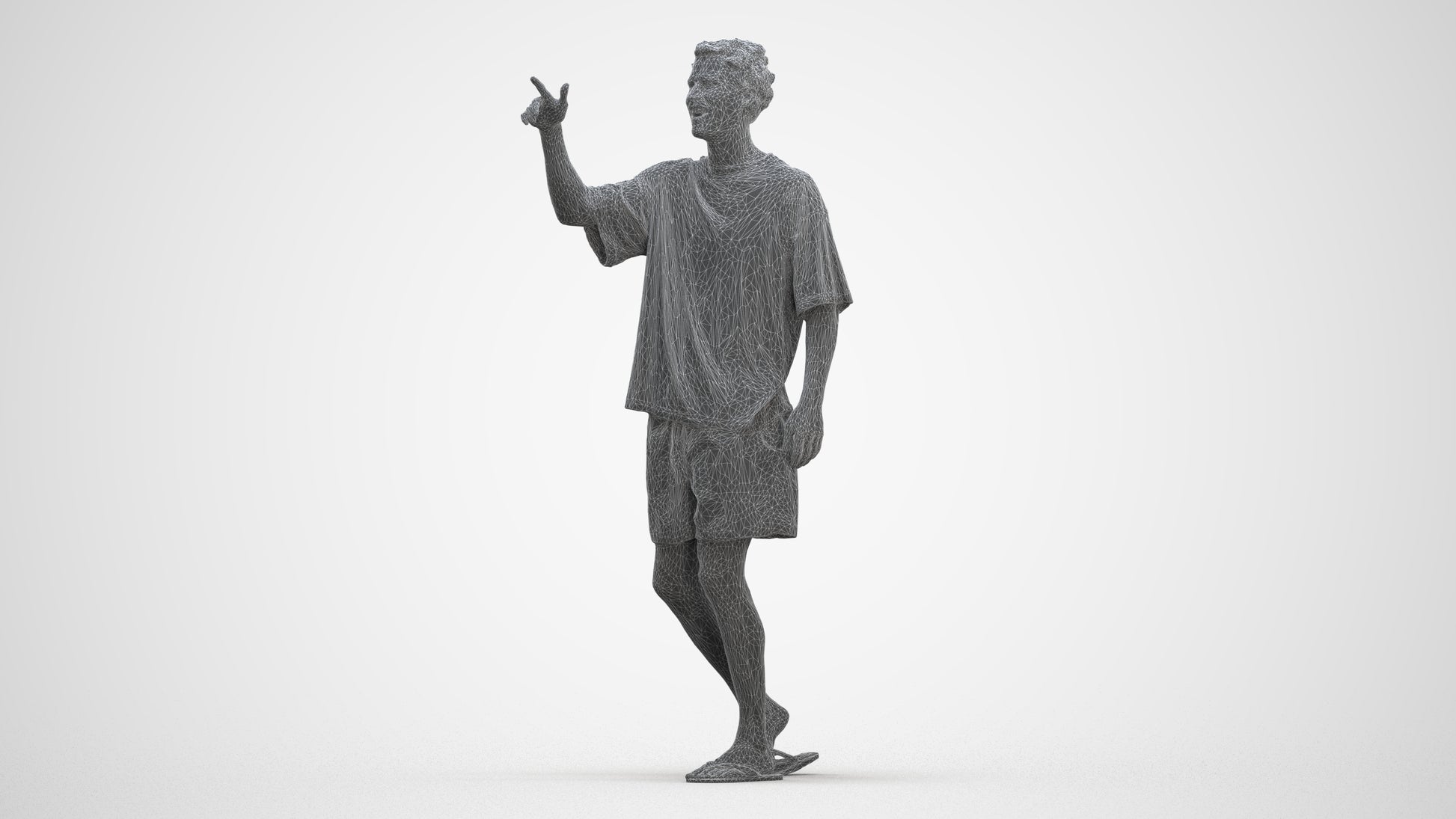 scanned 3D man casual walking, photogrammetry people for Enscape and V-Ray, three-quarter front view render