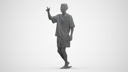 scanned 3D man casual walking, photogrammetry people for Enscape and V-Ray, three-quarter front view render