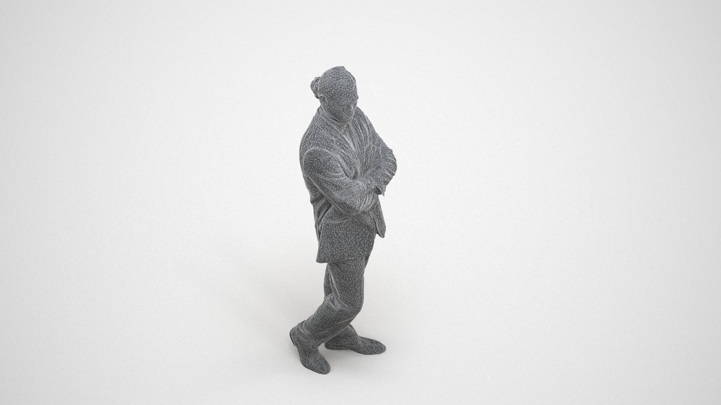realistic 3D people man business, render-ready for V-Ray and Corona, FBX OBJ, wireframe three-quarter view
