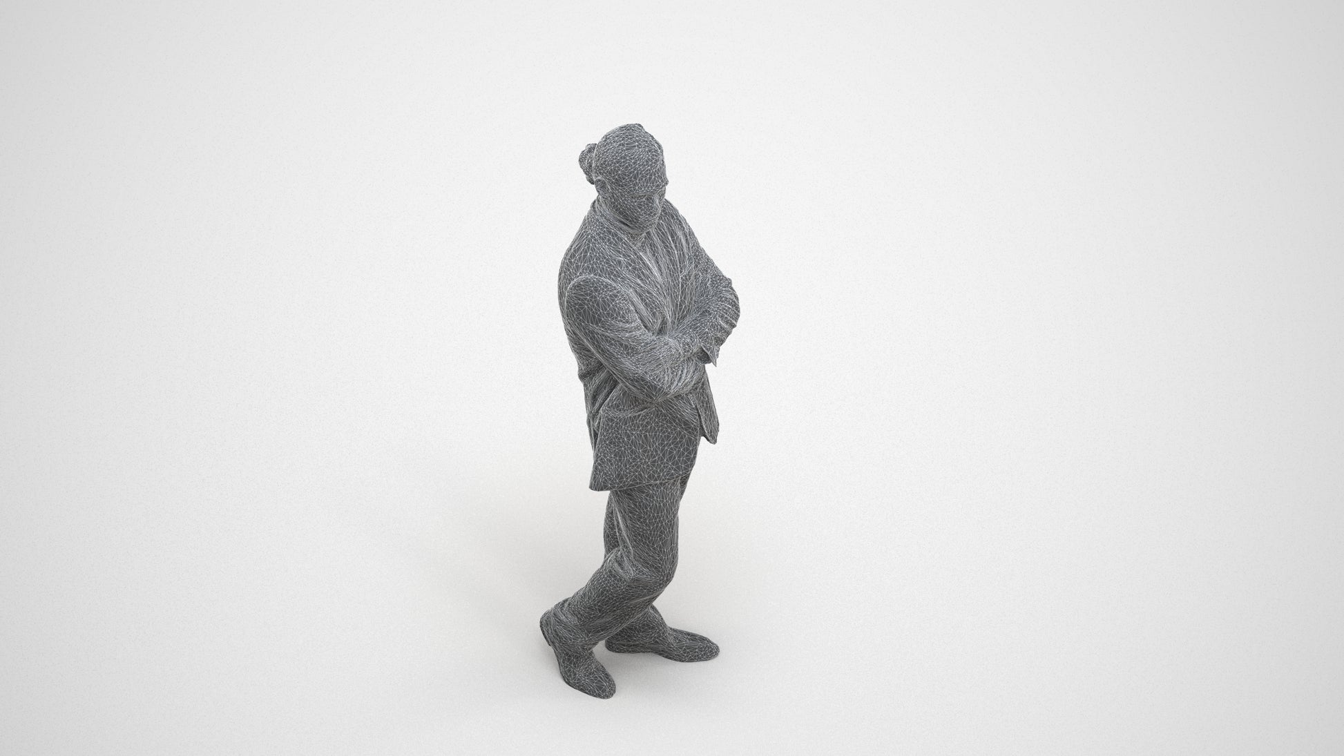realistic 3D people man business, render-ready for V-Ray and Corona, FBX OBJ, wireframe three-quarter view