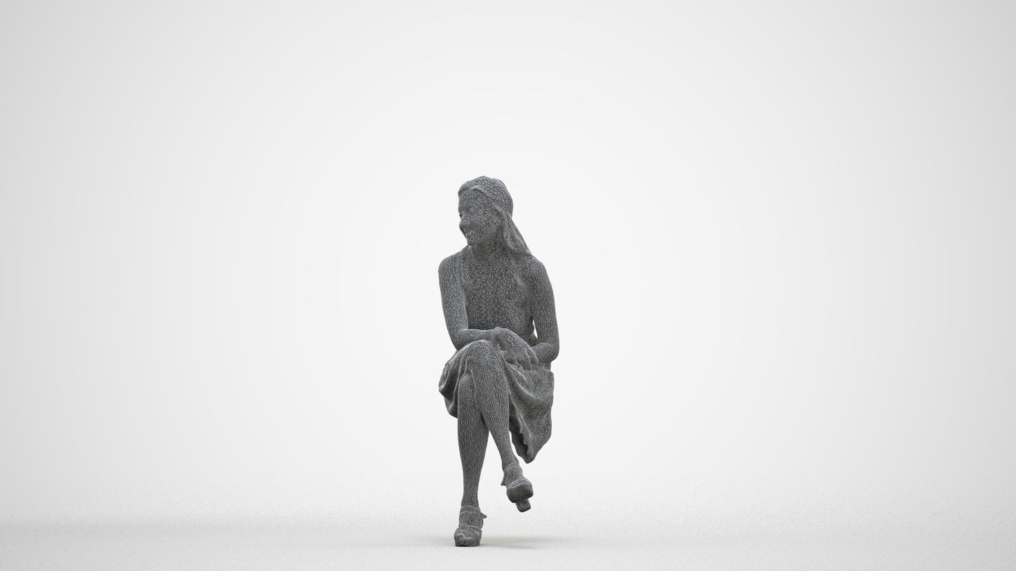 realistic 3D people woman formal sitting, render-ready for V-Ray and Corona, FBX OBJ, three-quarter front view render