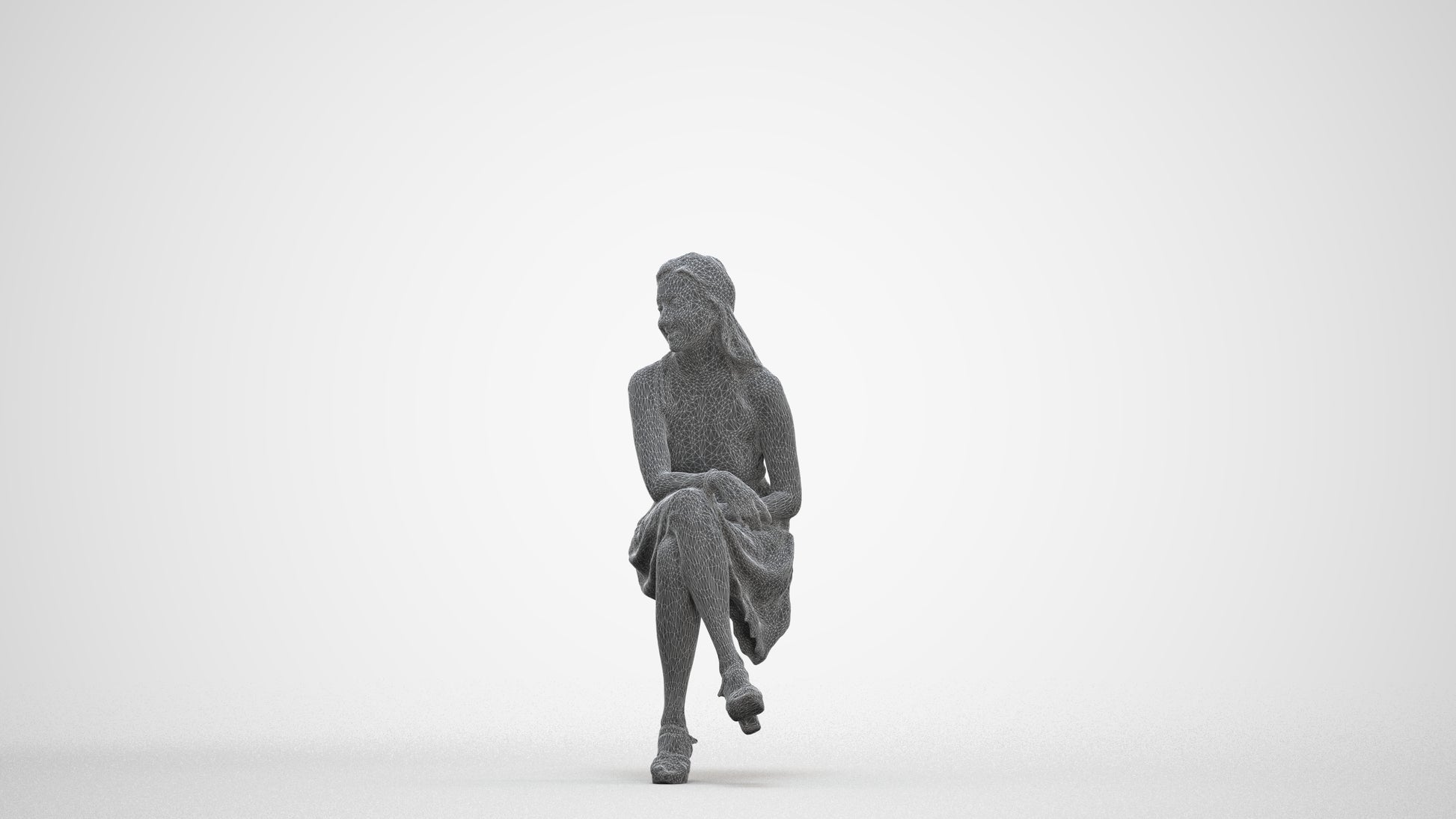 realistic 3D people woman formal sitting, render-ready for V-Ray and Corona, FBX OBJ, three-quarter front view render