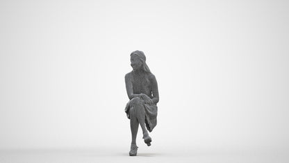 realistic 3D people woman formal sitting, render-ready for V-Ray and Corona, FBX OBJ, three-quarter front view render