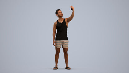 photogrammetry 3D man casual standing, realistic human model archviz FBX, standing pose render