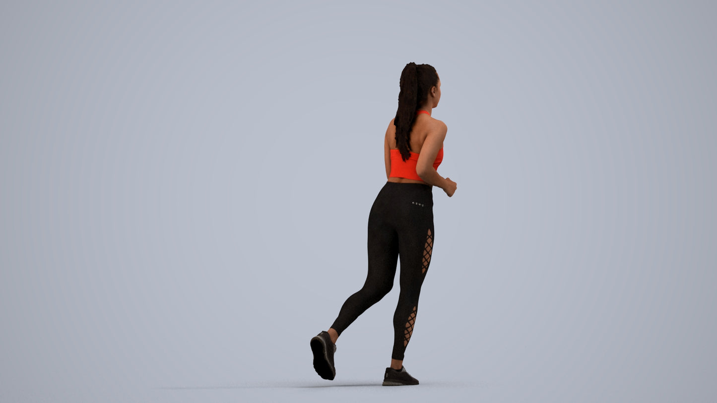 scanned 3D woman sport, photogrammetry people for Enscape and V-Ray, side view render