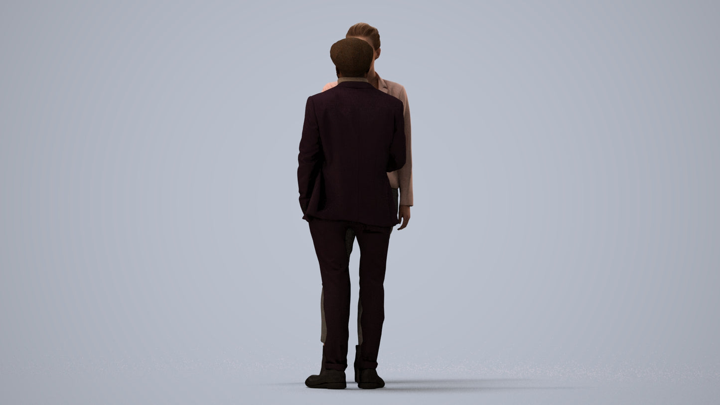 3D scanned woman business, photorealistic archviz people for Enscape and SketchUp, three-quarter view render