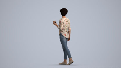 scanned 3D woman casual walking, photogrammetry people for Enscape and V-Ray, front view render