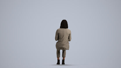 realistic 3D human woman business, archviz people FBX OBJ for Blender, front view render